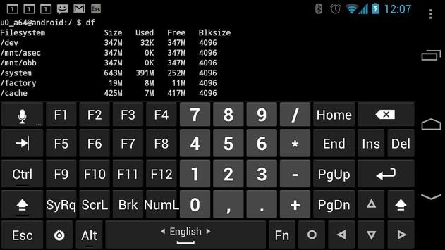 Funciones del teclado Hacker’s Keyboard
