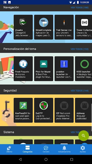 Vista de aplicación en F-Droid