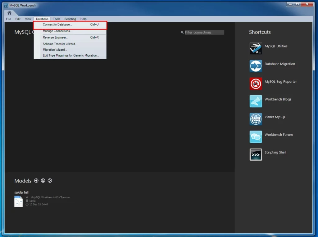Conexión en MySQL Workbench