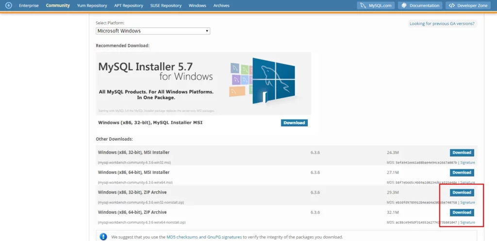Descarga de MySQL Workbench