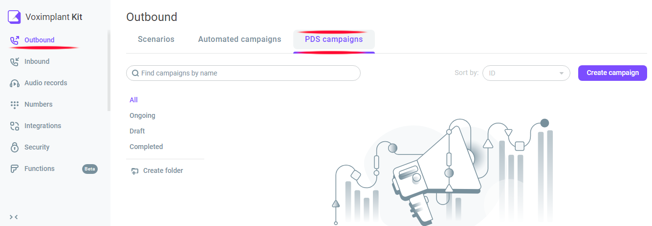 Configuración de campañas PDS en el Call Center Cloud