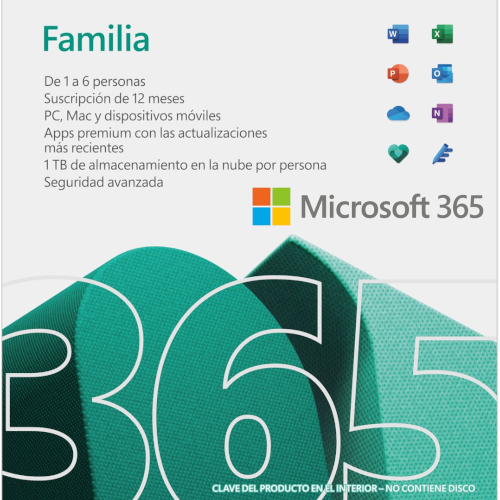 ESD Microsoft 365 Family Multilenguaje Suscripción Anual Descarga digital 6 usuarios