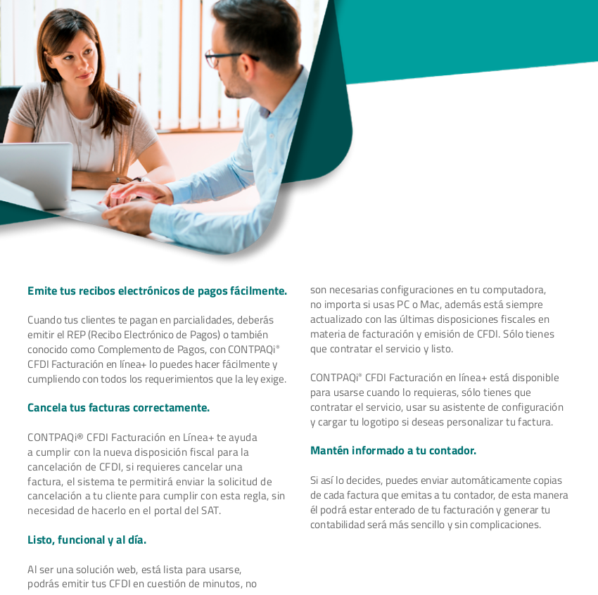 Pantalla de CONTPAQi CFDI mostrando emisión de factura electrónica
