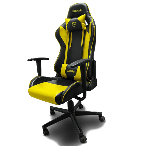 Silla Gamer Ocelot Color Amarillo Con Negro Descansa Brazos Ajustables Reclinable 90-155 Grados Garantía de 1 año