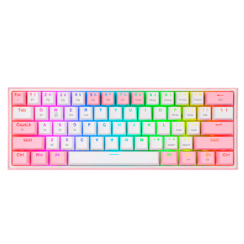 Teclado Mecánico Redragon Fizz Pro Blanco y Rosa Garantía de 1 año